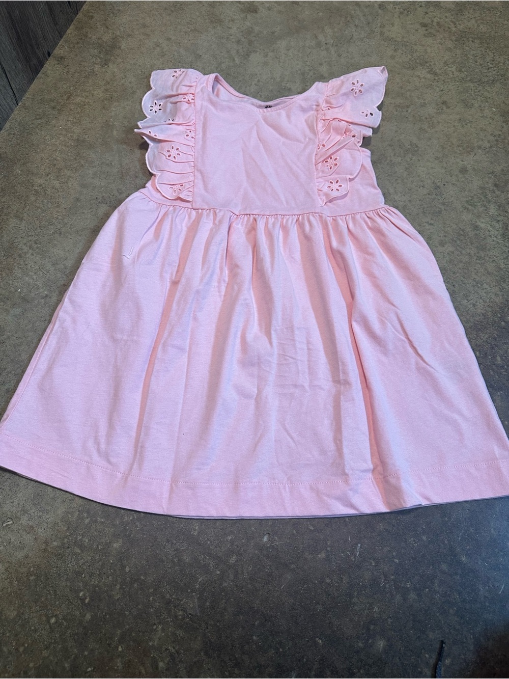 Girls Pink Ruffle Eyelet Dress H&M 5/6